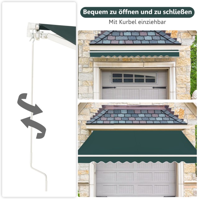 Costway Πράσινη Τέντα Μπαλκονιού με Μανιβέλα 400 x 250 cm NP11203LS
