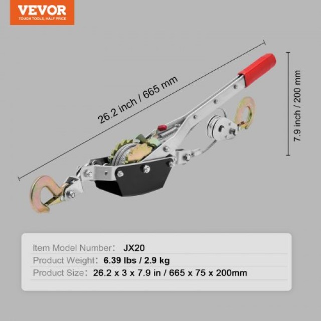 VEVOR Βαρούλκο Χειρός 2 Τόνων 4409 lbs με 2 Γάντζους Heavy Duty GSSKJXQGSS2TN513MV0