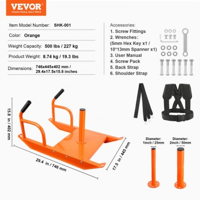 VEVOR Έλκηθρο Προπόνησης Βάρους, Πορτοκαλί  LXQ12YCTXDWT5MUQWV0