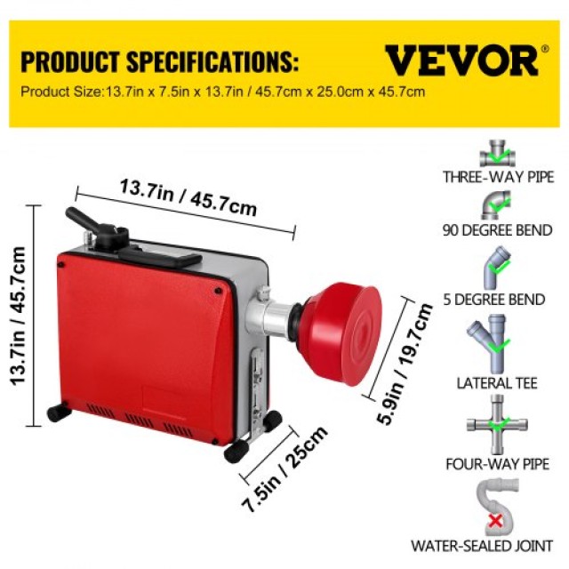 Επαγγελματικό Μηχάνημα Απόφραξης VEVOR GQ-100 390W για Μπάνιο/Τουαλέτα  GQ-100GDSTJ000001V2
