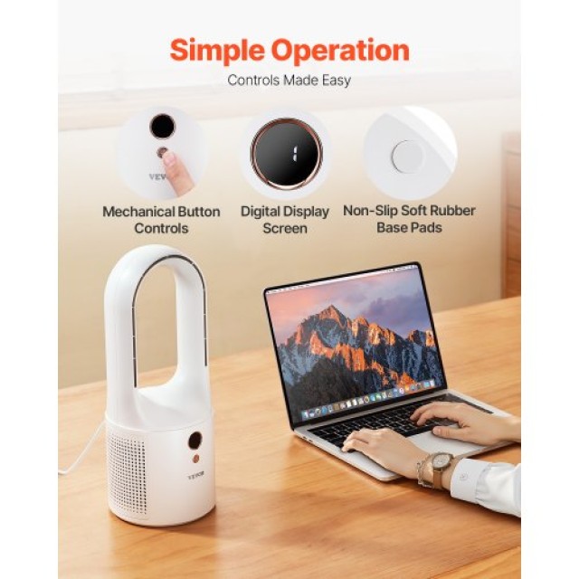 VEVOR Φορητός Ανεμιστήρας Χωρίς Λεπίδες 12.99 6 Ταχυτήτων για Υπνοδ...