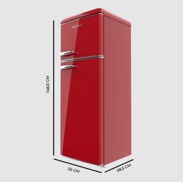 Ρετρό Ψυγείο 215 Lt Bolero CoolMarket 2D 148,5 x 55 x 58,5cm Χρώματος Κόκκινο CECOTEC CEC-02751