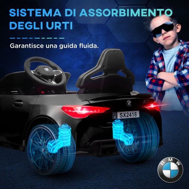 AIYAPLAY Ηλεκτρικό Αυτοκίνητο για Παιδιά με Άδεια BMW M4 με Τηλεχειριστήριο Κόρνα και Φώτα 108x69.5x51 cm Μαύρο 370-311V90BK