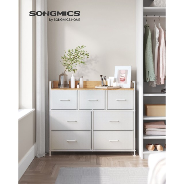 Συρταριέρα SONGMICS LTS523W57, 7 Συρτάρια, Λευκό & Ξύλο 