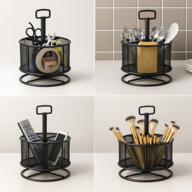 Maaleo Περιστρεφόμενος Μεταλλικός Οργανωτής Γραφείου  Μαύρο με 4 Δι...