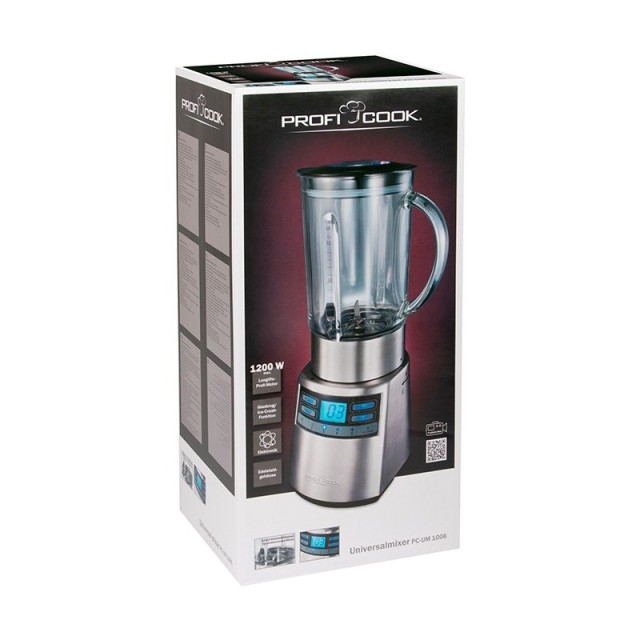 Μπλέντερ με Γυάλινη Κανάτα 1.8lt 1200W Inox PC-UM1006 Profi Cook
