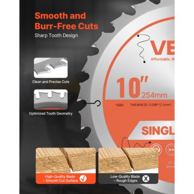 VEVOR Πριονωτή λεπίδα 254 mm για ξύλο DPYJPDPQMZP22H70R001V0