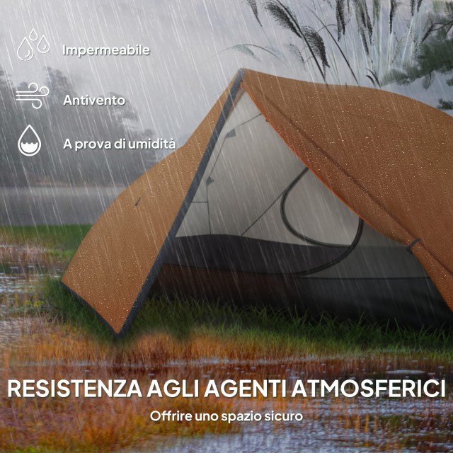 Outsunny Σκηνή Κατασκήνωσης 2 Ατόμων με 2 Προθαλάμους, 2 Πόρτες, 2 Παράθυρα και Τσάντα Μεταφοράς, 2.8x2.25x1.1 εκ., Πορτοκαλί A20-480V00OG
