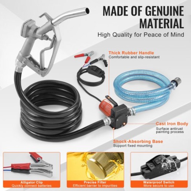 VEVOR  Αντλία Μεταφοράς Καυσίμου 12V 5 GPM 1/7 HP με Αυτόματο Ακροφύσιο Πετρελαίου FBBMG37GPM11Y1A3HV9