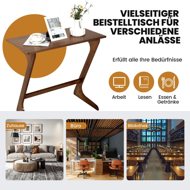 Costway Z-Bάση Βοηθητικό Τραπέζι από Μπαμπού Καφέ JV10052CF