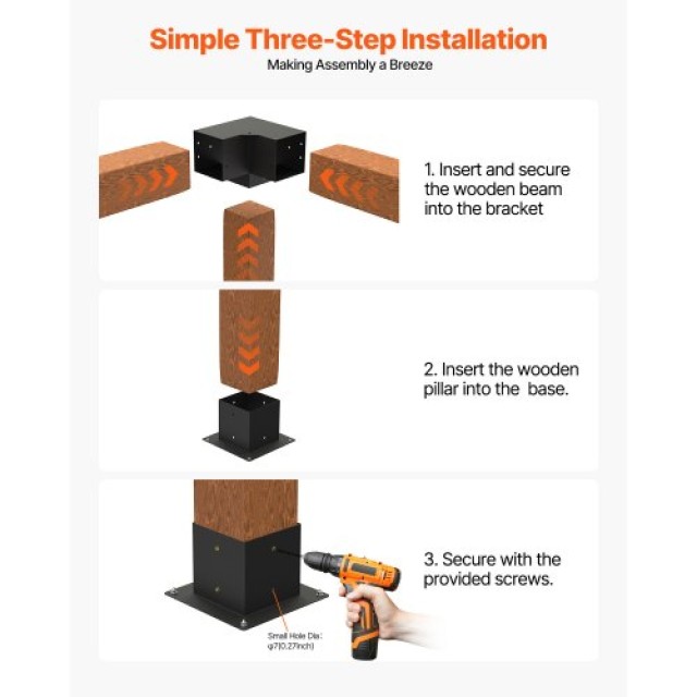 VEVOR Σετ 4 Βάσεων και 4 Γωνιακών Βραχιόνων 3 Κατευθύνσεων για Πέργ...