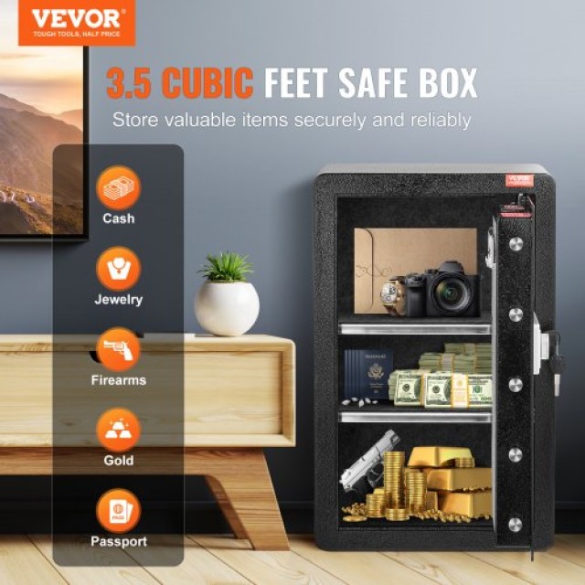 VEVOR Χρηματοκιβώτιο 4.0 cu.ft με Κλειδαριά & Κωδικό LED Μαύρο  DMBXXLS3139CDLYSIV9