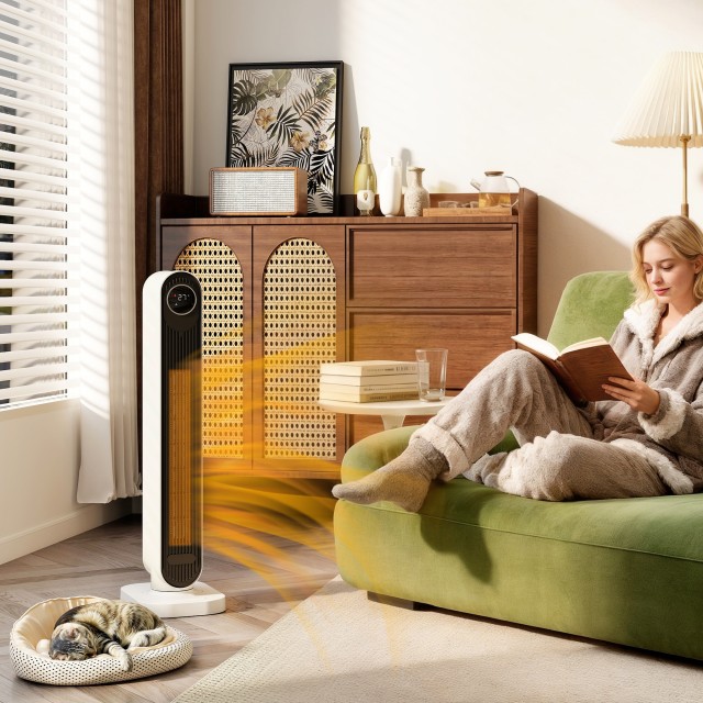 HOMCOM Θερμοανεμιστήρας ABS 2000W με Τηλεχειριστήριο, Περιστροφή κα...