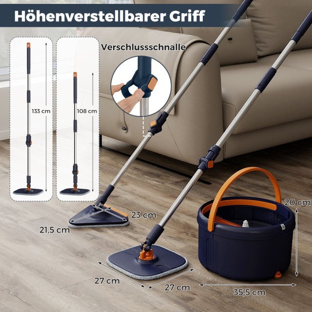 Costway Σετ Σφουγγαρίστρας με Κουβά Διαστάσεων 35,5 x 20 εκ - Μπλε ... Costway Σετ Σφουγγαρίστρας με Κουβά Διαστάσεων 35,5 x 20 εκ - Μπλε ...