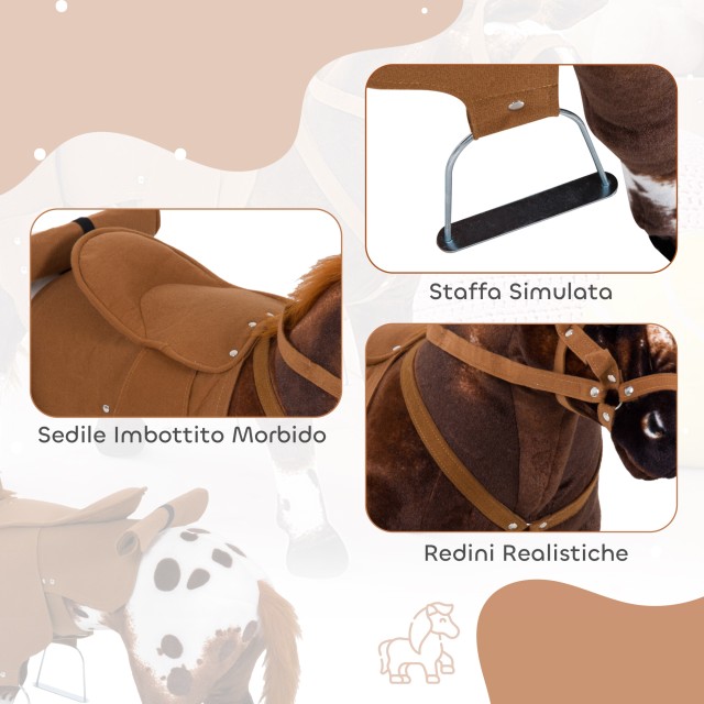 HOMCOM Παιδικό Κουνιστό Άλογο για Παιδιά 2+ Ετών με Χλιμίντρισμα, Σ...