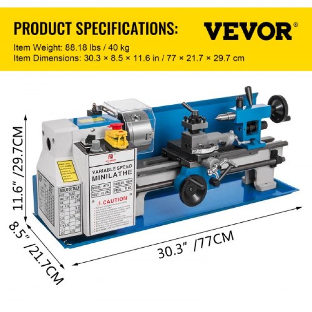 Μίνι Τόρνος Μετάλλου VEVOR 550W 7x14 για Ακριβείας Επεξεργασία  JSMNCC7X14-550W01V2
