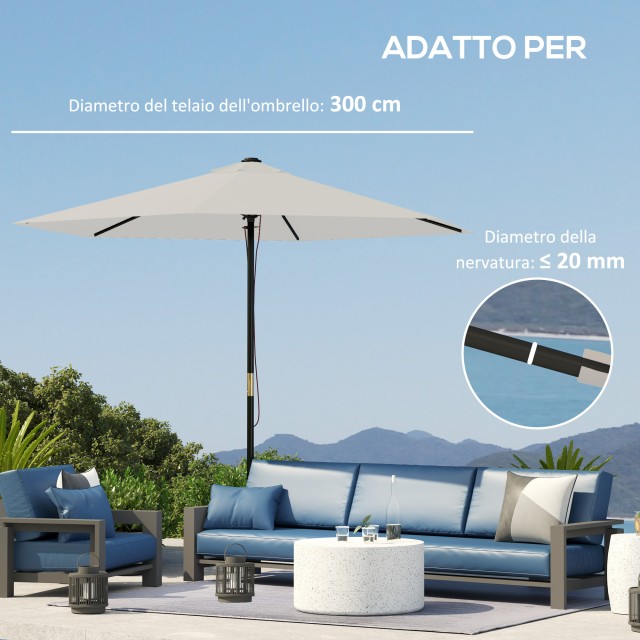 Outsunny  Ανταλλακτικό πανί για ομπρέλα Ø3 μ με αεραγωγούς για σκελετούς από ξύλο και ατσάλι, κρέμα.  84D-333V00CW