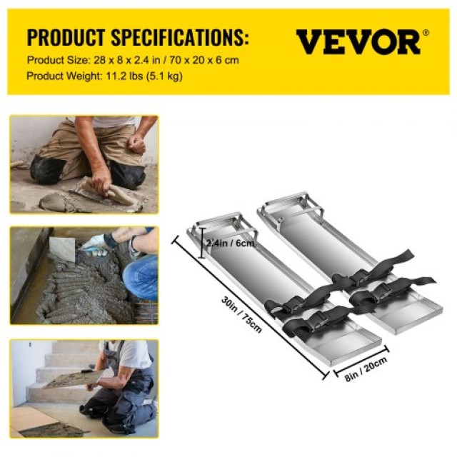 VEVOR Γονυπετηρίδες Σκυροδέματος 30 x 8 με Ιμάντες  HNTXGB30X8WHD0001V0