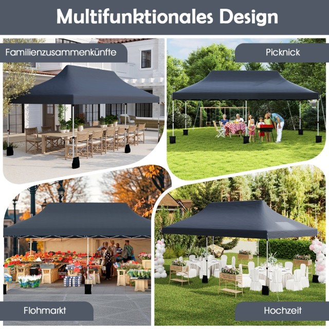 Costway Αναδιπλούμενη Τέντα Εκδηλώσεων 300 x 600 cm με Τσάντα Μεταφ...