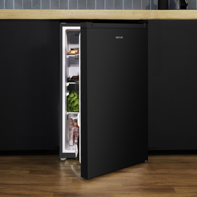 CECOTEC  Μαύρο Μίνι Ψυγείο Bolero CoolMarket TT 133 L, 83,5 εκ. ύψος, 55,1 εκ. πλάτος, 133L, Ενεργειακή Κλάση E, Crisper Box, Εσωτερικός Φωτισμός LED, Λειτουργία Απόψυξης, Μηχανικός Έλεγχος Θερμοκρασίας  CEC-01941