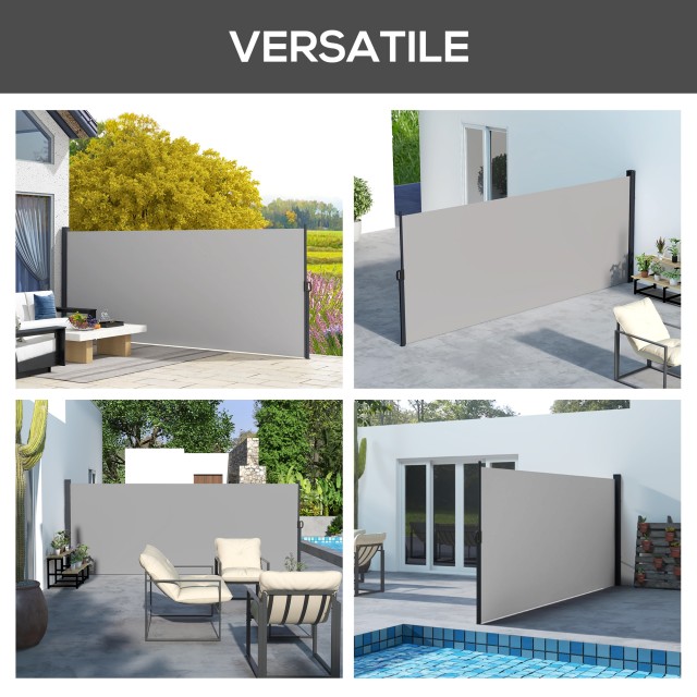 Outsunny  Πλευρική αναδιπλούμενη τέντα 400x160 cm με λαβή, από μέταλλο, αλουμίνιο και πολυεστέρα, ανοιχτό γκρι.  840-258V00LG