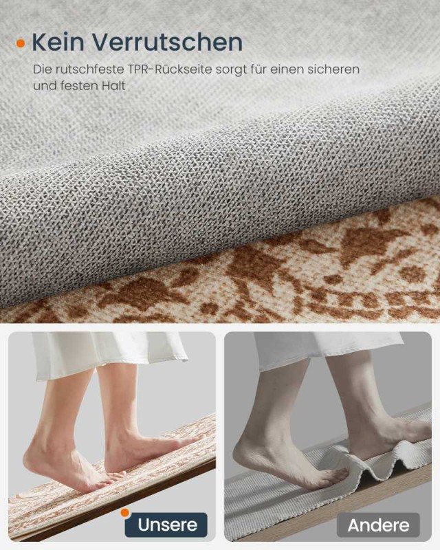 SONGMICS Στρογγυλό Χαλί Boho 120x120 εκ. Καπουτσίνο Μπεζ με Αντιολι...
