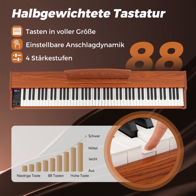 Costway Ηλεκτρονικό Πιάνο με Ρυθμιζόμενη Βάση 129x27x9 εκ. MU10125D...