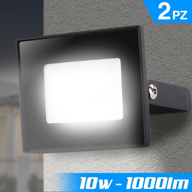 BAKAJI Σετ 2 Fari LED 10W Υψηλής Φωτεινότητας 1000lm Λευκός Προβολέ...