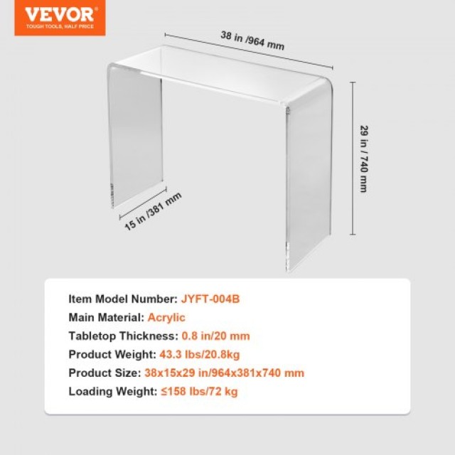 Διαφανές Ακρυλικό Τραπέζι VEVOR 38x15x29  YKLXTXTMSDGUU9Y65V0