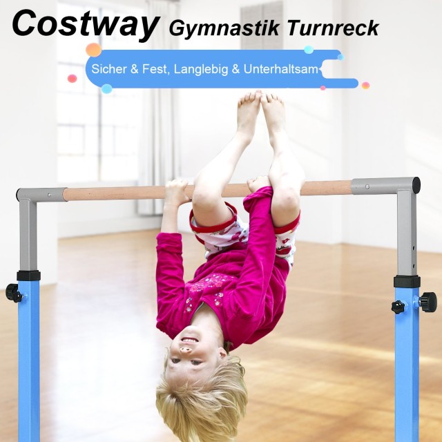 Costway  Γυμναστική Ράβδος Ρυθμιζόμενου Ύψους Ανθεκτική Μπλε/Ροζ SP37169BL