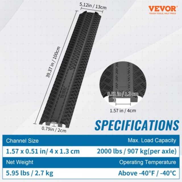 VEVOR Καλυπτήρας Καλωδίων 2 Τεμ, 2,000 lbs, Βαρέως Τύπου για Εσωτερικούς/Εξωτερικούς Χώρους  XKCDLBHQRSXXJQKDQV0