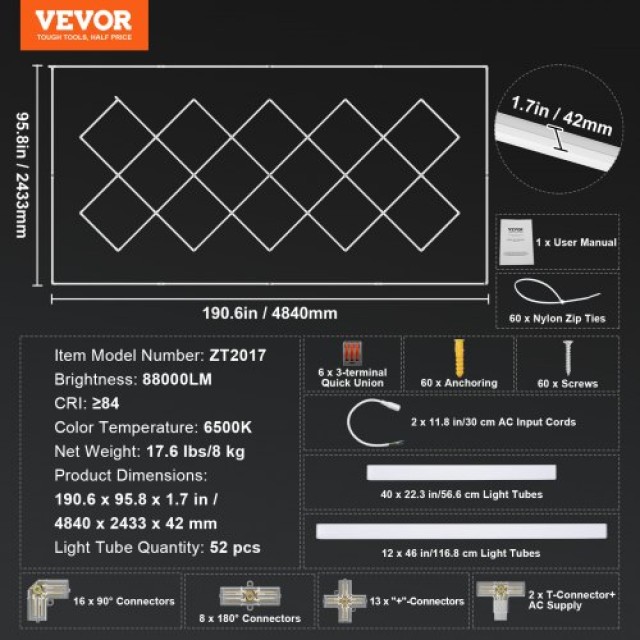 Φωτιστικό Γκαράζ LED VEVOR 88000LM 14 Πλέγματα  PJXCKDBS14G5DPQ8EV2