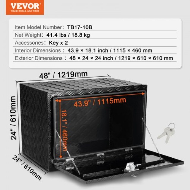 Κουτί Εργαλείων Αλουμινίου VEVOR 48x24x24 για Φορτηγά & Τροχόσπιτα  CDKCGJX24824B5YRSV0