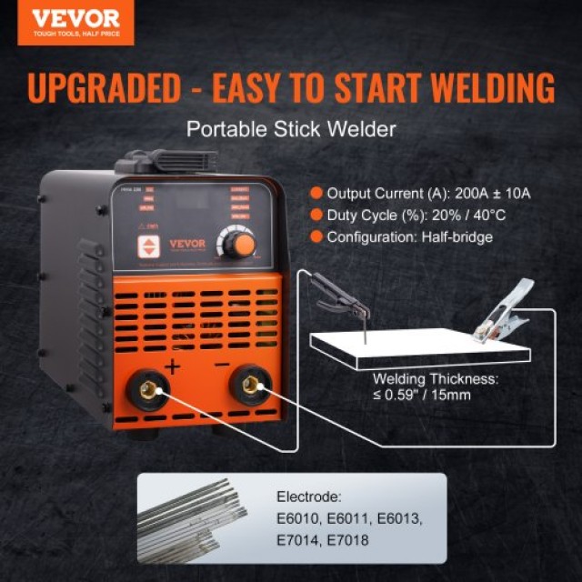 VEVOR  Ηλεκτροκόλληση ARC 220V 160A 2σε1 Lift TIG με Hot Start BHJBHSH200A0LS41BV2