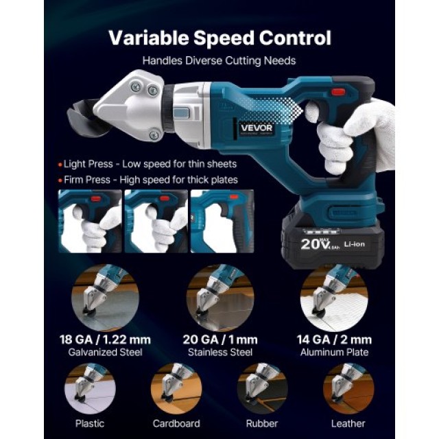 VEVOR Ασύρματο Ψαλίδι Μετάλλου με Περιστρεφόμενη Κεφαλή 360 Μοιρών ...