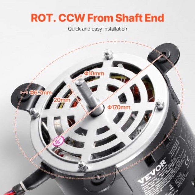 VEVOR Μοτέρ Φυσητήρα Καλοριφέρ 1/2HP 220V 2.6A 1300RPM 3 Ταχύτητες 15μF/450V Πυκνωτής MSFGJDJ12HP3AY63CV7