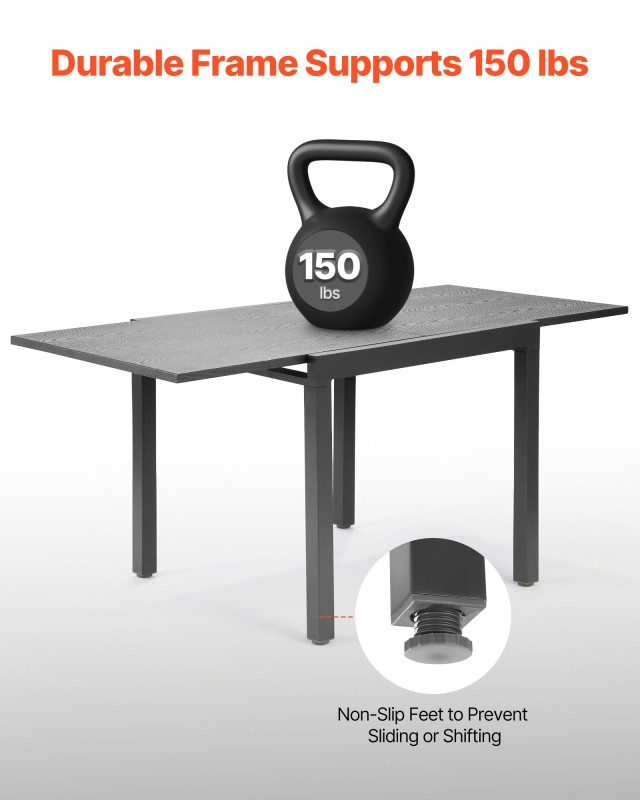 VEVOR Επεκτεινόμενο Εξωτερικό Τραπέζι Φαγητού 80-160cm – Γκρι Σκούρ...