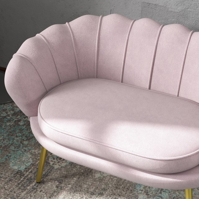 HOMCOM  Διθέσιος καναπές σε στυλ Industrial Chic από ύφασμα με εφέ βελούδου και μέταλλο, 130x77x77 εκ., Ροζ  833-957V00PK