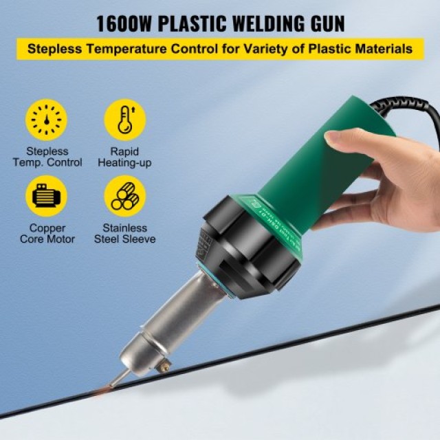 VEVOR  Συγκολλητής PVC Θερμού Αέρα 1600W με 8 Εξαρτήματα  HQTZOCPJP...