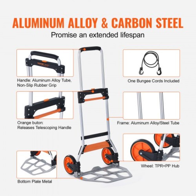 VEVOR Πτυσσόμενο Καρότσι, 125kg, Αλουμινίου, Μετατρέψιμο Χειροκίνητ... VEVOR Πτυσσόμενο Καρότσι, 125kg, Αλουμινίου, Μετατρέψιμο Χειροκίνητ...