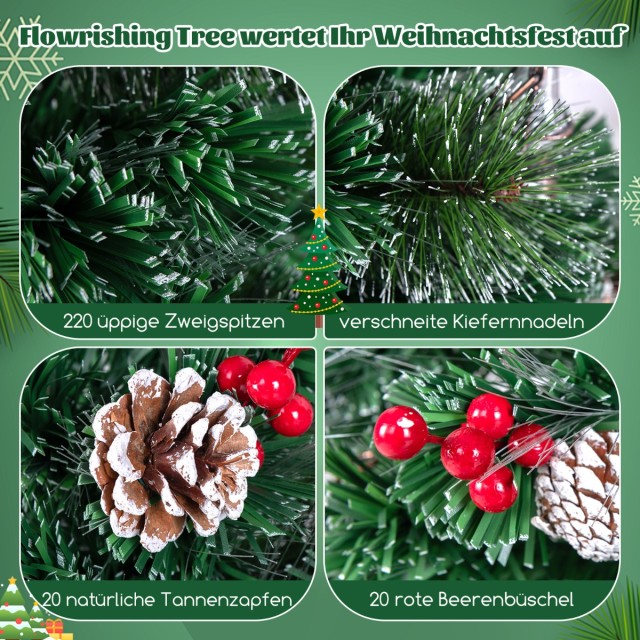 Costway  Τεχνητό Χριστουγεννιάτικο Δέντρο με Φωτισμό, Ζεστά Λευκά L...