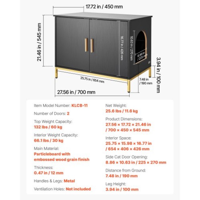 VEVOR Κρυφή Επίπλωση Γάτας (70 cm) με Μεταλλικά Πόδια & Χερούλια, Σ... VEVOR Κρυφή Επίπλωση Γάτας (70 cm) με Μεταλλικά Πόδια & Χερούλια, Σ...