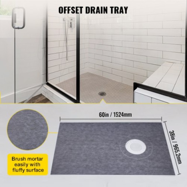 Σετ Αδιαβροχοποίησης Ντους VEVOR με Δίσκο 38x60 και Εκκεντρική Αποχέτευση ABS  LYDZT38X60ABS1JYXV0