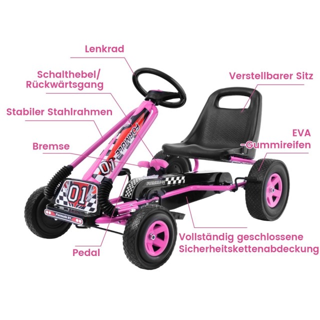 Costway Παιδικό Ποδήλατο Go-Kart με Ρυθμιζόμενο Κάθισμα και Χειρόφρενο TY283250PI