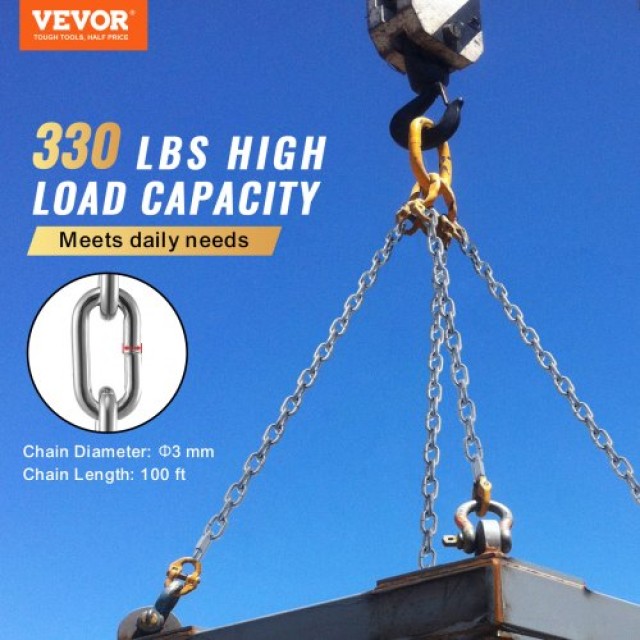 Αλυσίδα VEVOR Ψευδαργύρου 1/8 x 100 150 kg  WGAQLTG100FTIL54QV0