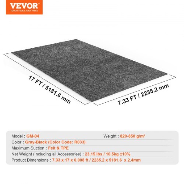 VEVOR Πατάκι Γκαράζ 2.25x5.2m Αδιάβροχο, Αντιολισθητικό, Εύκολο Καθάρισμα  CKDT7417HHS0ZZ0HQV0