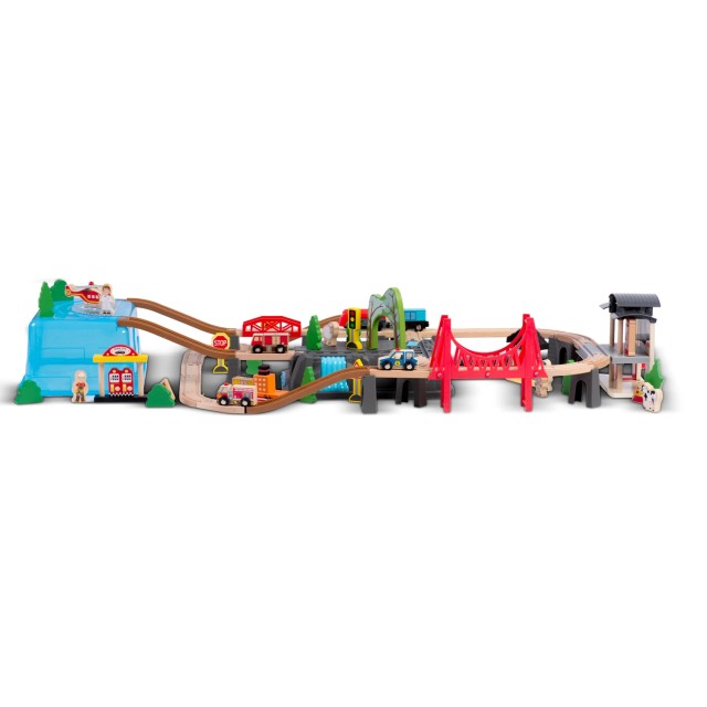 Ξύλινο Τρενάκι Πόλη 100 τεμάχια για 3+ Ετών RK-879 Ricokids