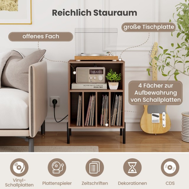 Costway Βάση Πικάπ με Σταθμό Φόρτισης & Ράφι & 4 Διαχωριστικά για Δ...