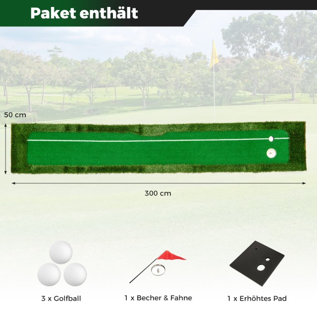 Costway Φορητό Πράσινο Προπονητικό Σετ Γκολφ 3μ με Μήκη 2 Τρυπών κα...
