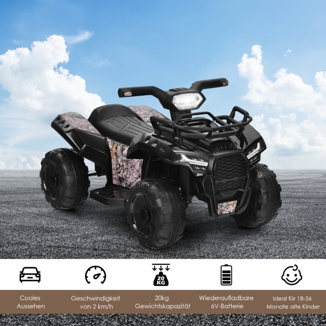 Costway  Παιδικό Ηλεκτρικό ATV με LED Φώτα, Μουσική & MP3 για Αγόρια και Κορίτσια (18-36 μηνών) TQ10019DE-BK